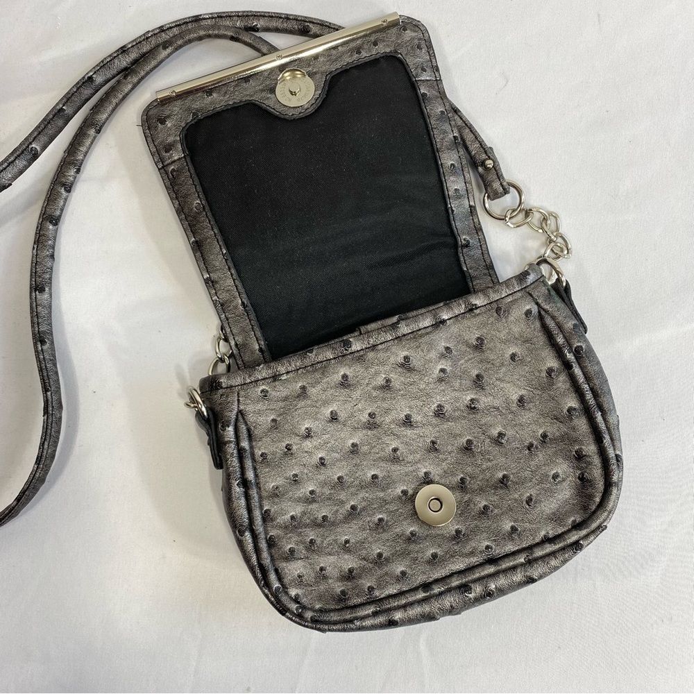 Merona Gray Faux Ostrich Tiny Cross Body Bag - Picture 7 of 7
